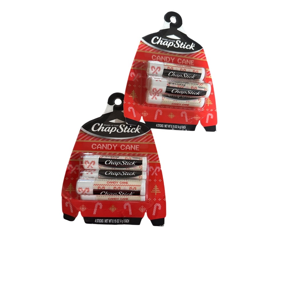 ChapStick Candy Cane Lip Balm 2-Pack 8 Sticks Total Holiday Peppermint‎ 0.15oz